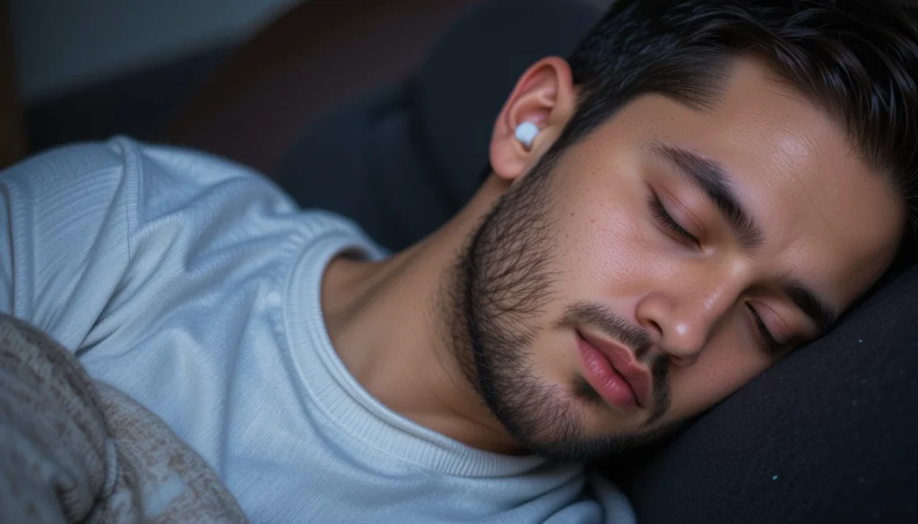 hombre con tapones para dormir